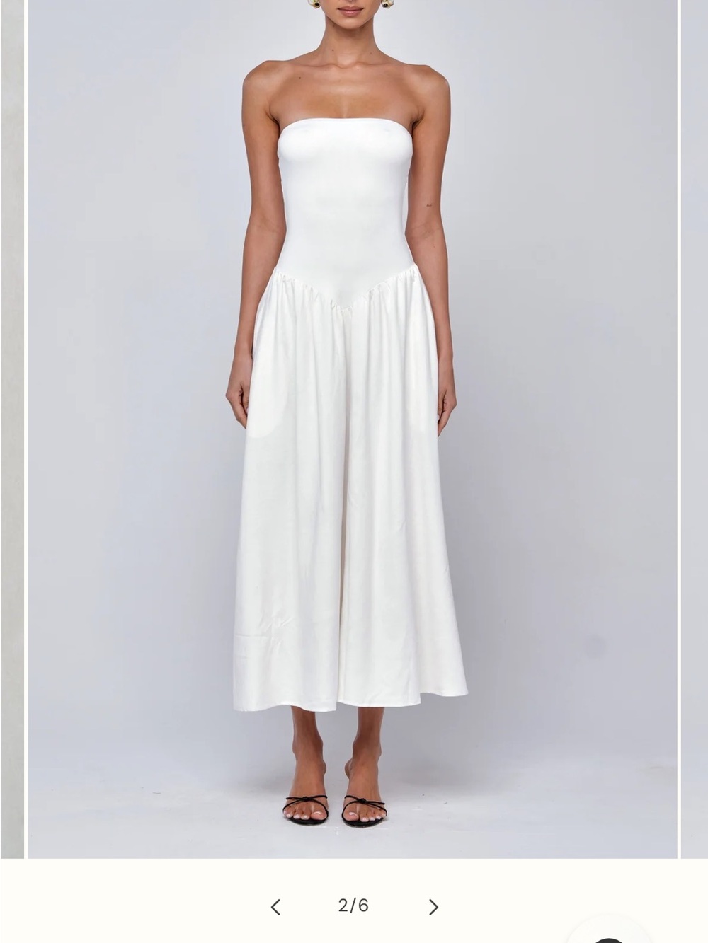 RESA Strapless White Midi Dress
